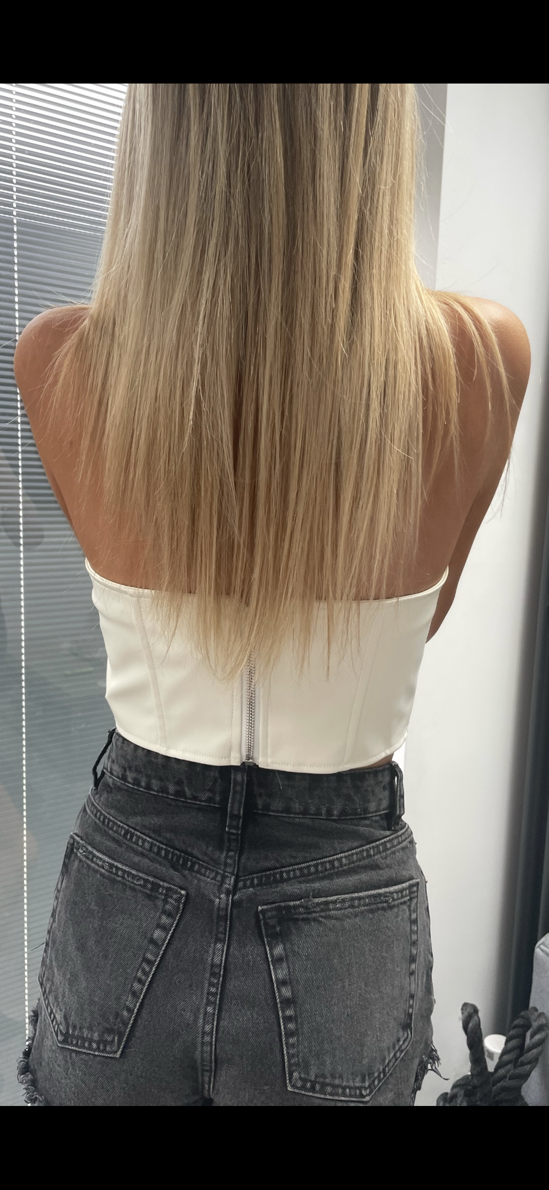 Cream PU Leather Corset Crop Top