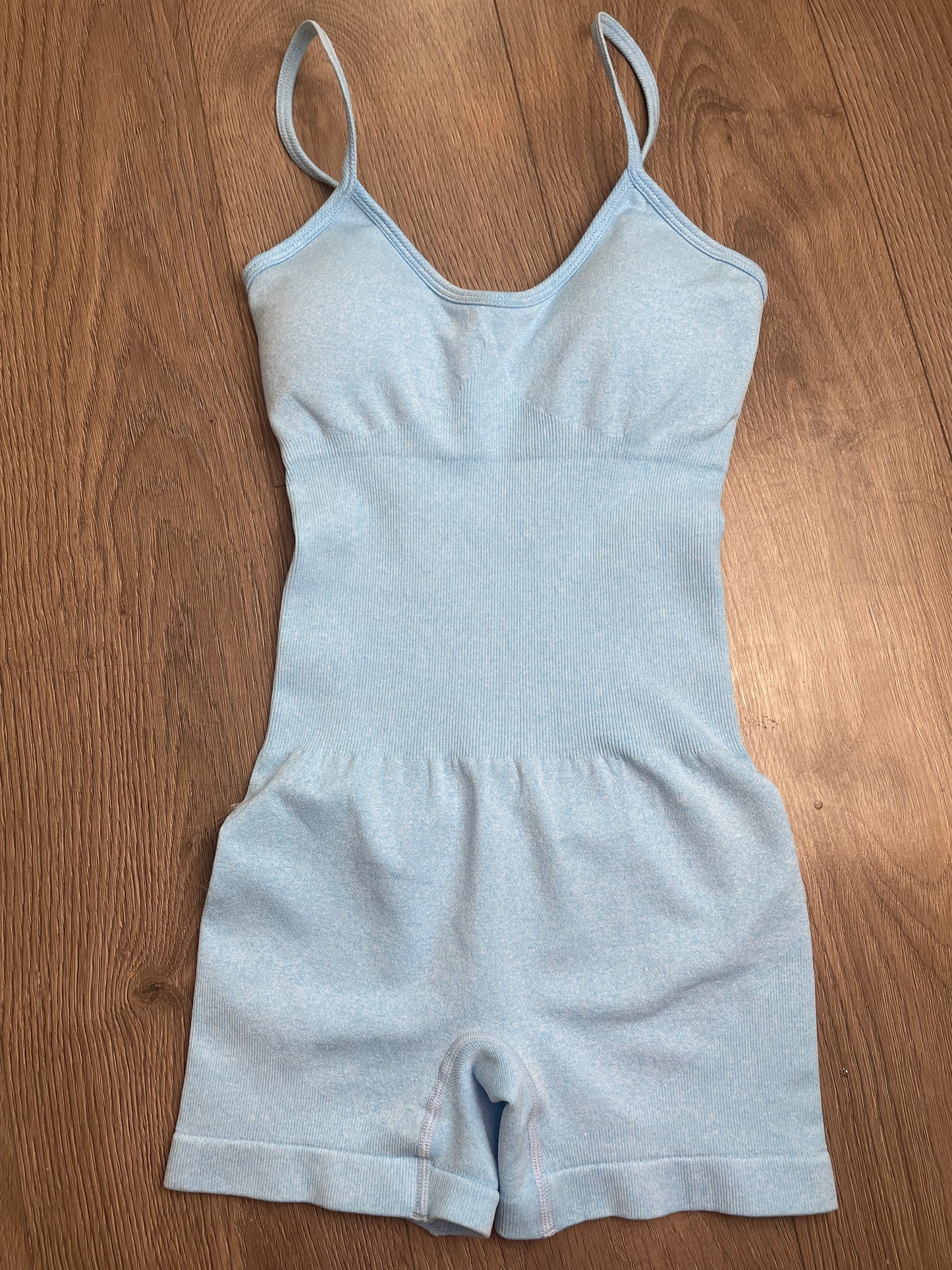 Blue Fitted Short Unitard